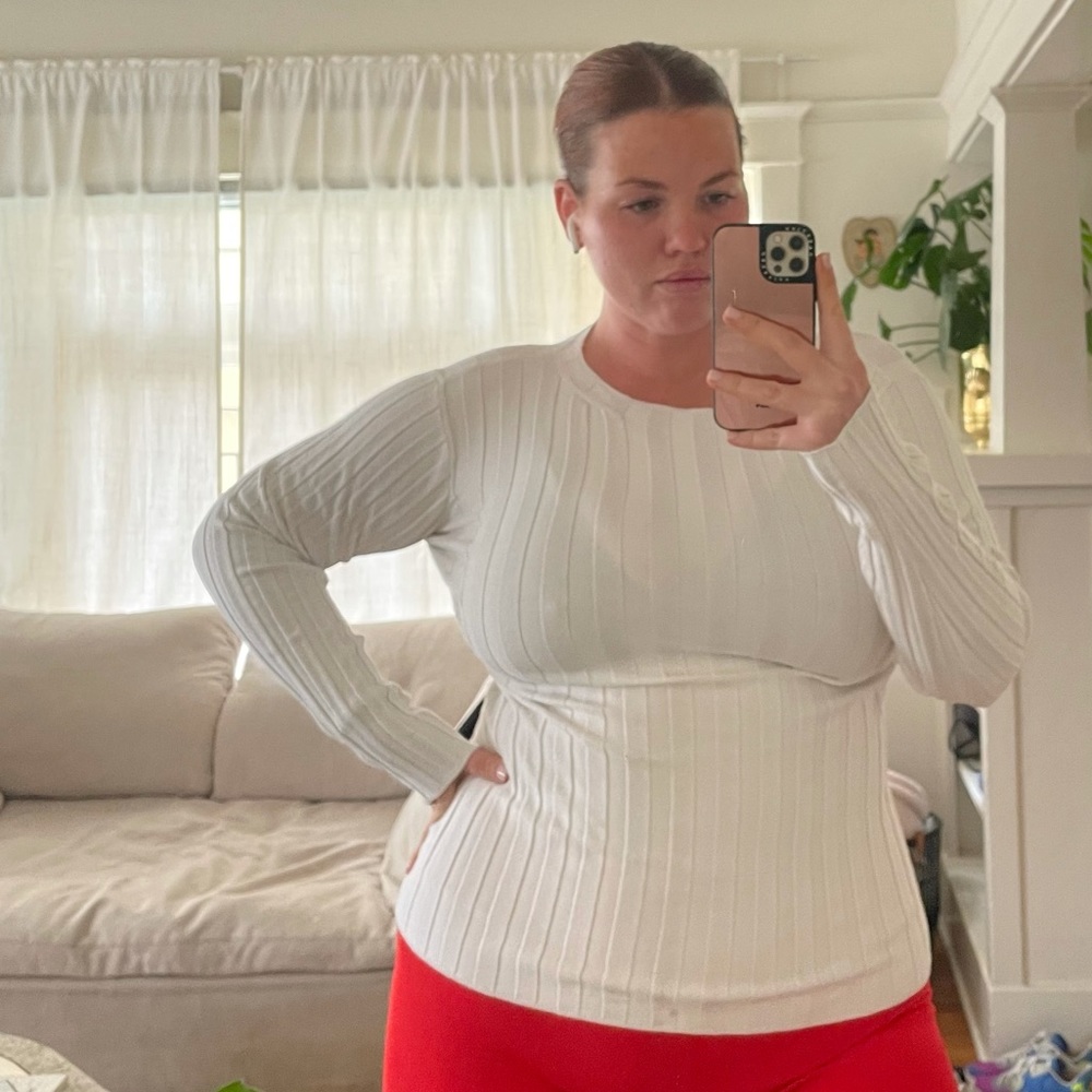 Love Token ribbed cream long sleeve